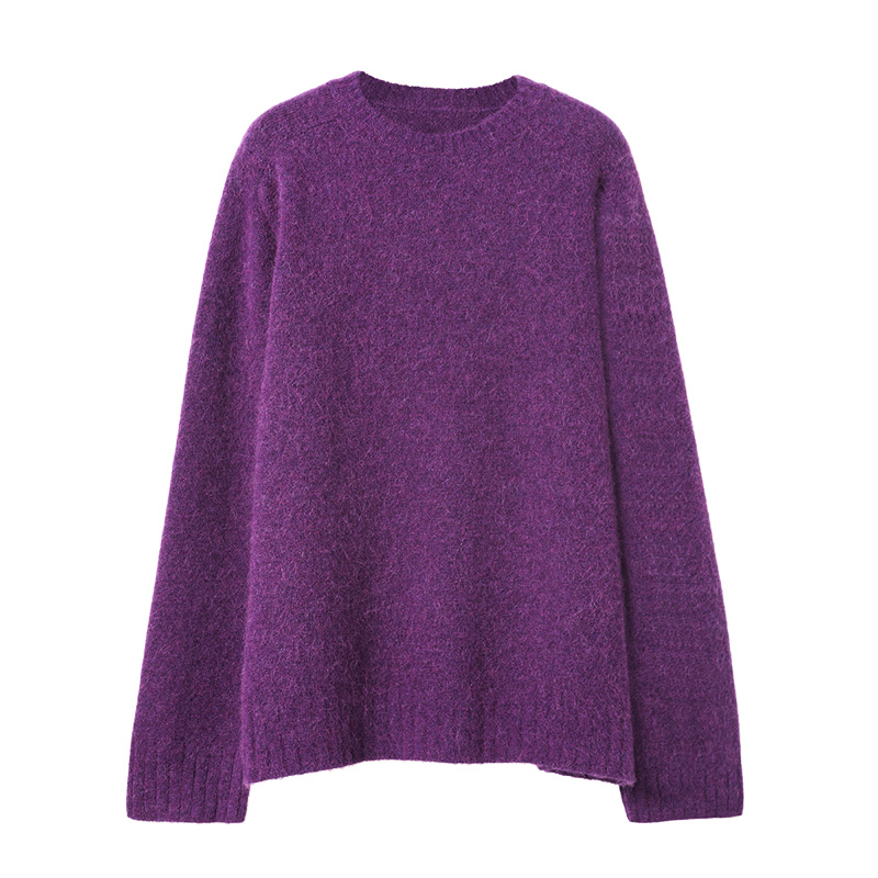 roco紫色羊驼绒慵懒风宽松大毛衣春季(热品库)