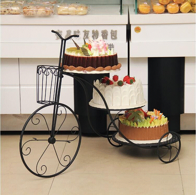 自行车生日三层蛋糕架子铁艺创意多层蛋糕台支架展示架点心甜品架