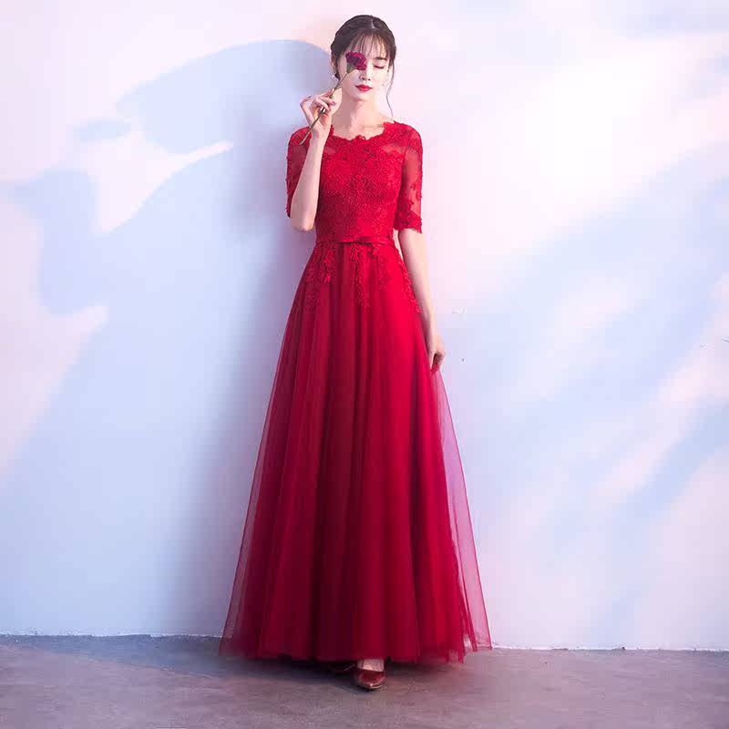 2019 printemps de nouvelles toast vêtements de mariée de mariage des femmes robe rouge robe digne ambiance était mince d'été 2019 printemps de nouvelles toast vêtements de mariée de mariage des femmes robe rouge robe digne ambiance était mince d'été