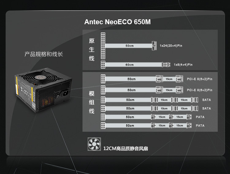 antec/安钛克 neo eco 650m 额定650w ne650m 电源 台