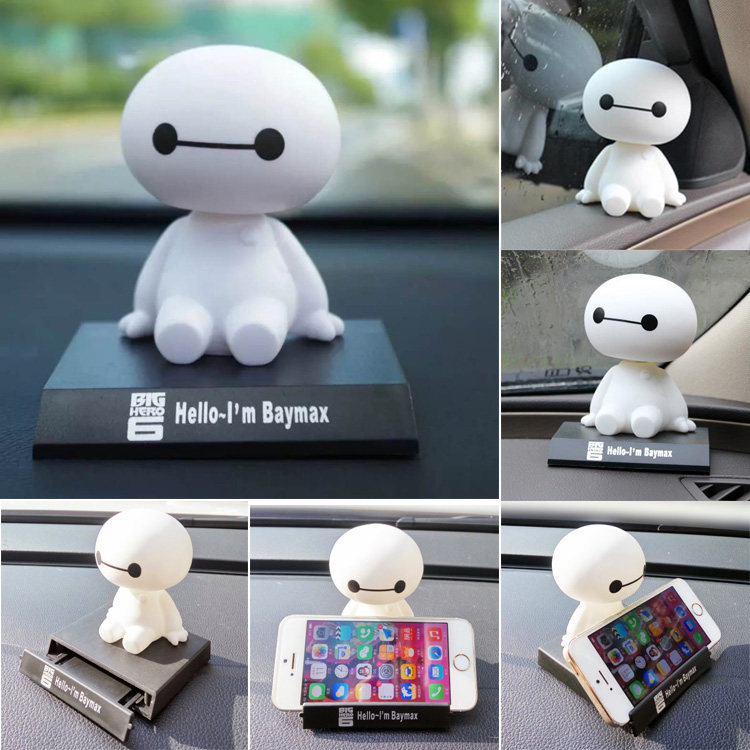 ที่วางมือถือในรถ 卡通可爱创意大白摇头公仔汽车车载手机机支架底座车内饰用品摆件  
