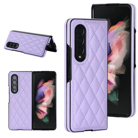 Z Fold4 Quilted Diamond Pattern Synthetic Leather Tough Shockproof Samsung Phone Case