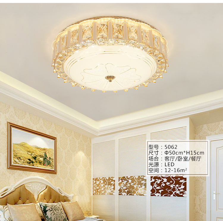 European-Style Ceiling Lamp Led Bedroom Light round Living Room Crystal Lamp Modern Minimalist Room Lamp Balcony Aisle Lamps