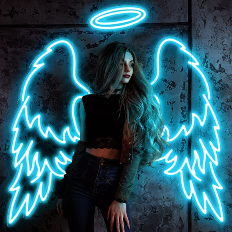 LED Flexible Neon Light Customized Online Red Door Head Advertising Signboard Live Studio Decoration Ins Angel Wings Original