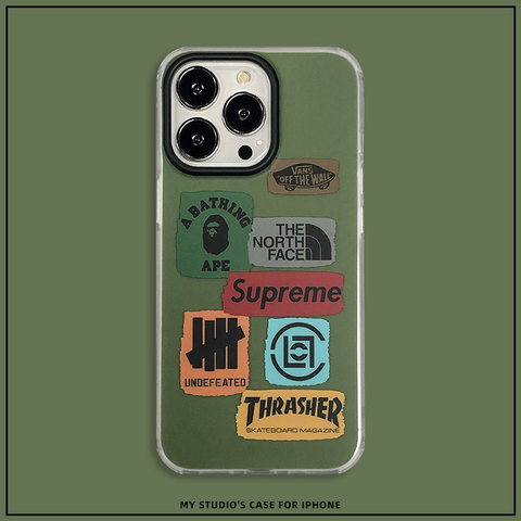 Supreme BAPE North Face Vans Green iPhone Case