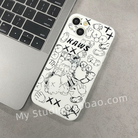 KAWS Black & White Character Art iPhone Case