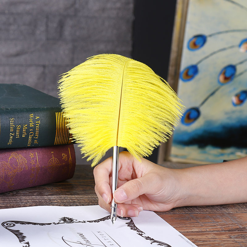 Ostrich Feather Pen Dipped in Water Pen DIY Painting Tools Home Decoration Supplies, Desk Display Objects