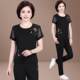 Middle-aged women mother dress short-sleeved summer sports suit female summer casual wear two-piece dress middle-aged female summer Middle-aged women mother dress short-sleeved summer sports suit female summer casual wear two-piece dress middle-aged female summer