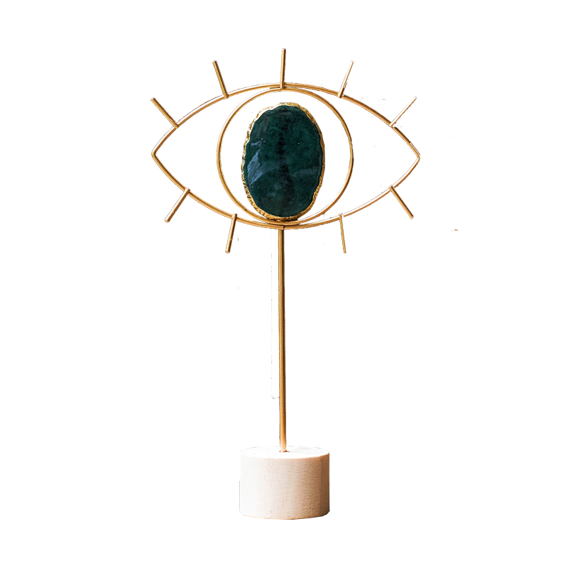 Nordic Modern Natural Agate Stone Golden Lines Lucky Eye Desktop Decoration TV Cabinet Decoration