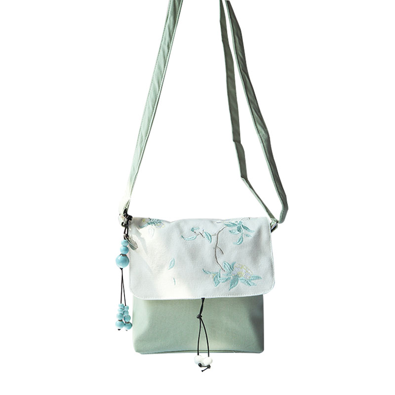 Summer new simple forest art Chinese style ancient style Hanfu canvas bag Messenger bag fairy cloth small square bag