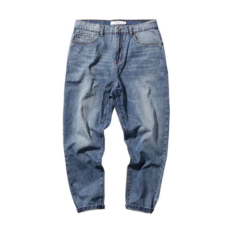 Tokyo Wardrobe Japanese Original Loose Jeans Men's Straight Retro Cropped Pants Trend Slim Casual Pants Feet