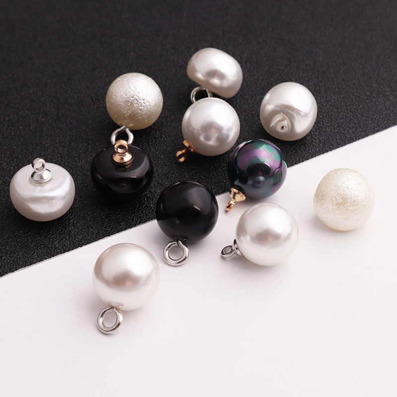 Pearl Shirt Button Black White Women's Dress Clothes Cardigan Sweater Decoration round Small Button Big Button