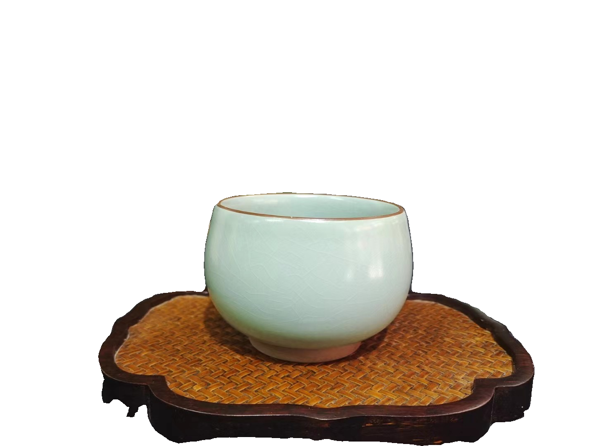 Imitation Song Ru Kiln Cup Personal Special Ceramic Tea Set Tea Drinking Cup Gracked Glaze Tea Cup Kung Fu Tea Cup High-End
