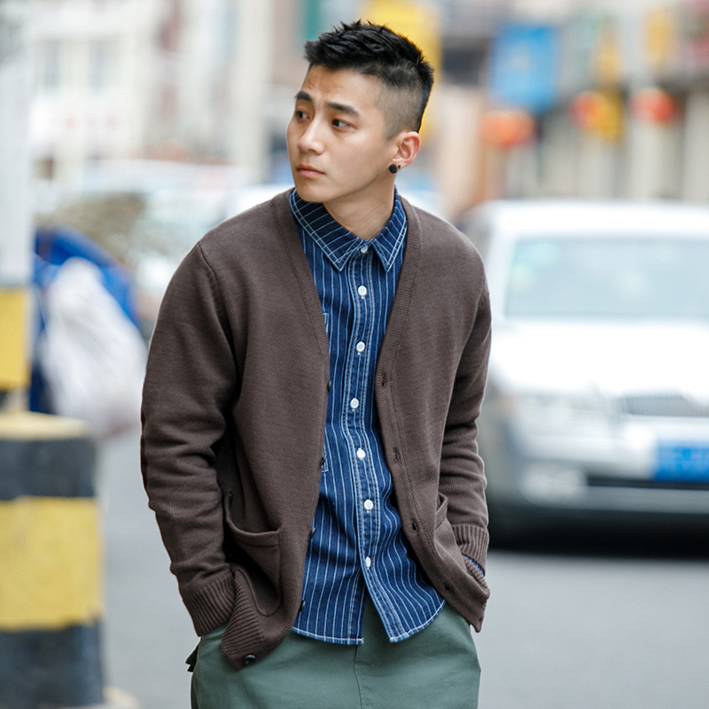 BDCT original Japanese retro trendy brand knitted cardigan men's early spring new style sweater sweater jacket trend