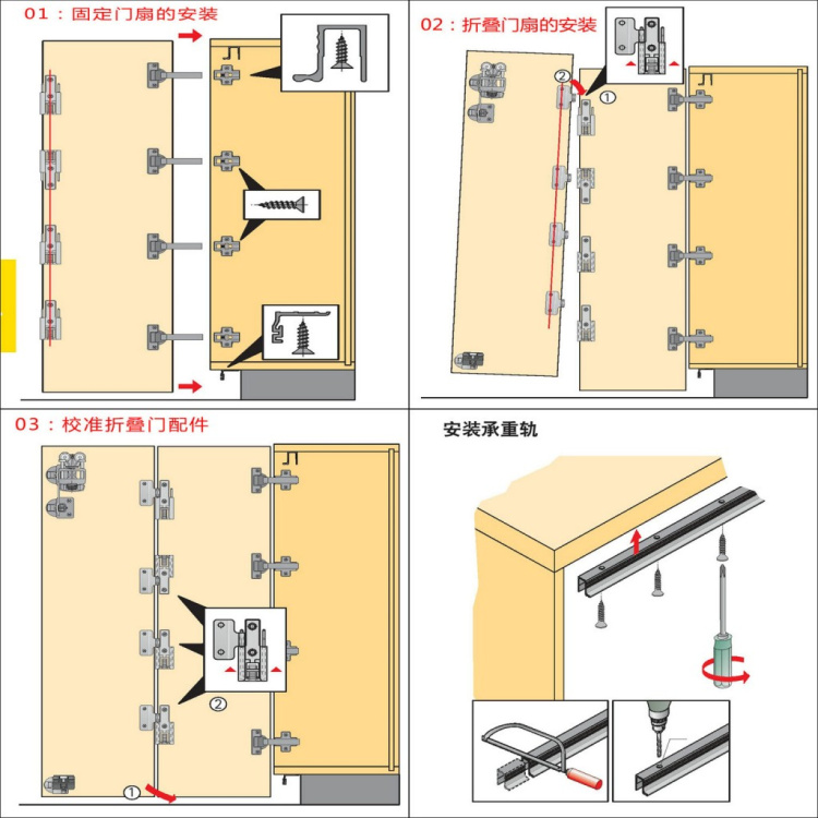 特价海蒂诗款折叠门配件 橱柜折叠移门轮 衣柜橱柜折叠吊轨滑轨