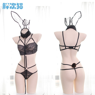 【撩汉出品】蕾丝兔女郎三件套装 日系少女兔娘兔子装睡衣睡裙-淘宝网