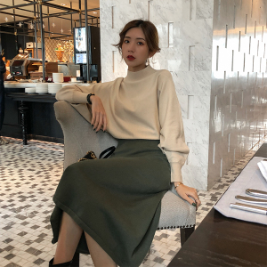 yuqistudio针织连衣裙女秋冬法国小众气质打底裙子过膝网红女装