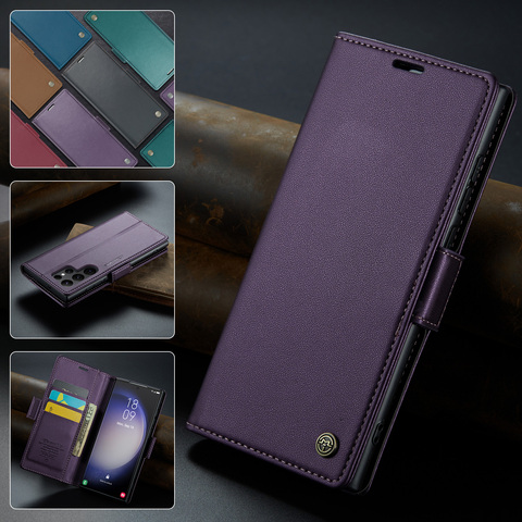 Purple — Sulada Wallets Folio Flip Magnetic Synthetic Leather Card Holder Folding Stand High End Premium A54, A34, A24, A14