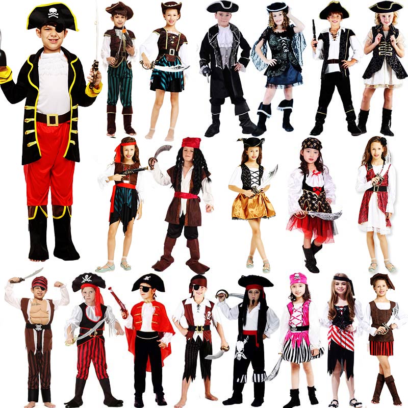 兒童cosplay 男童傑克船長衣服 女童加勒比海盜化妝舞會演出服裝