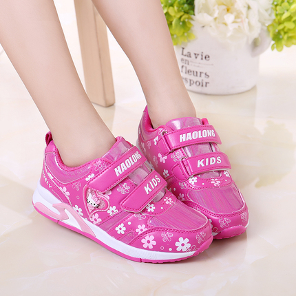儿童运动鞋 2017秋冬新款女童鞋粉色 韩版软底