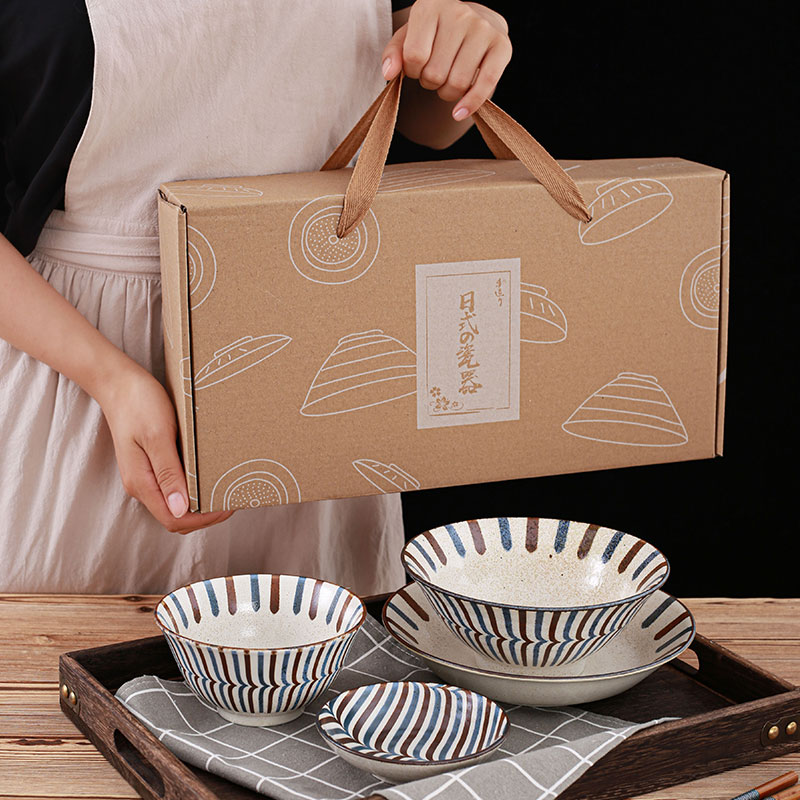 bowl and dish set for one person household tableware japanese simple ceramic bowl and plate chopsticks combination light luxury