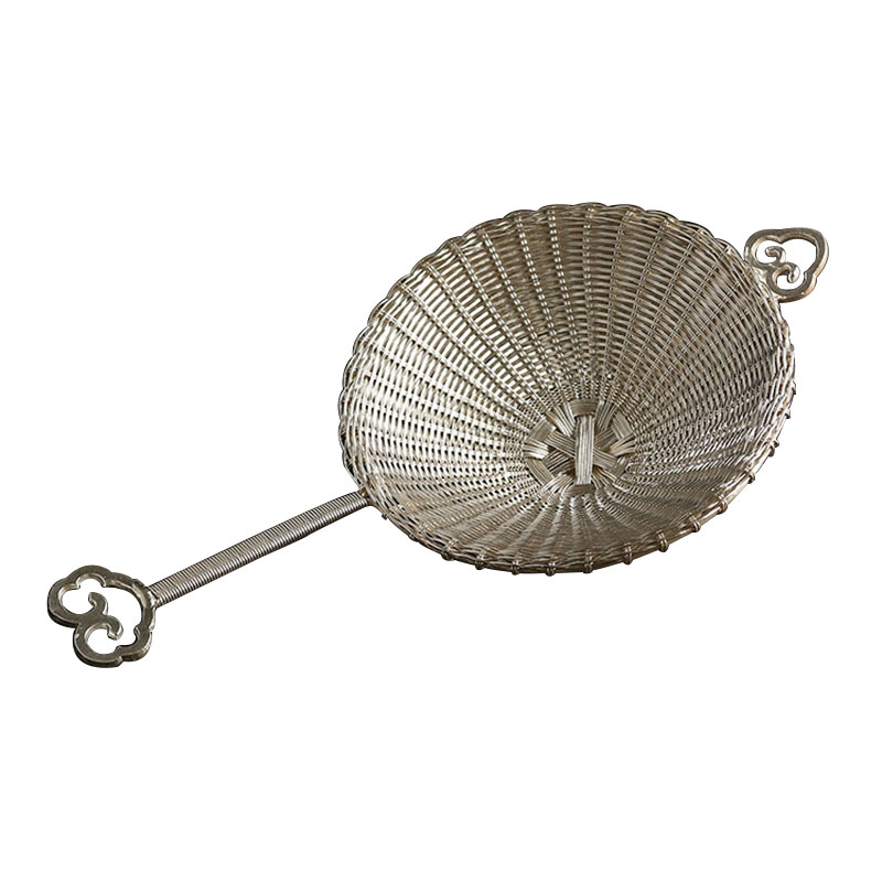 Wen Detang silver S999 handmade silver braid) filtering net hand knitting funnel tea strainer silver tea set