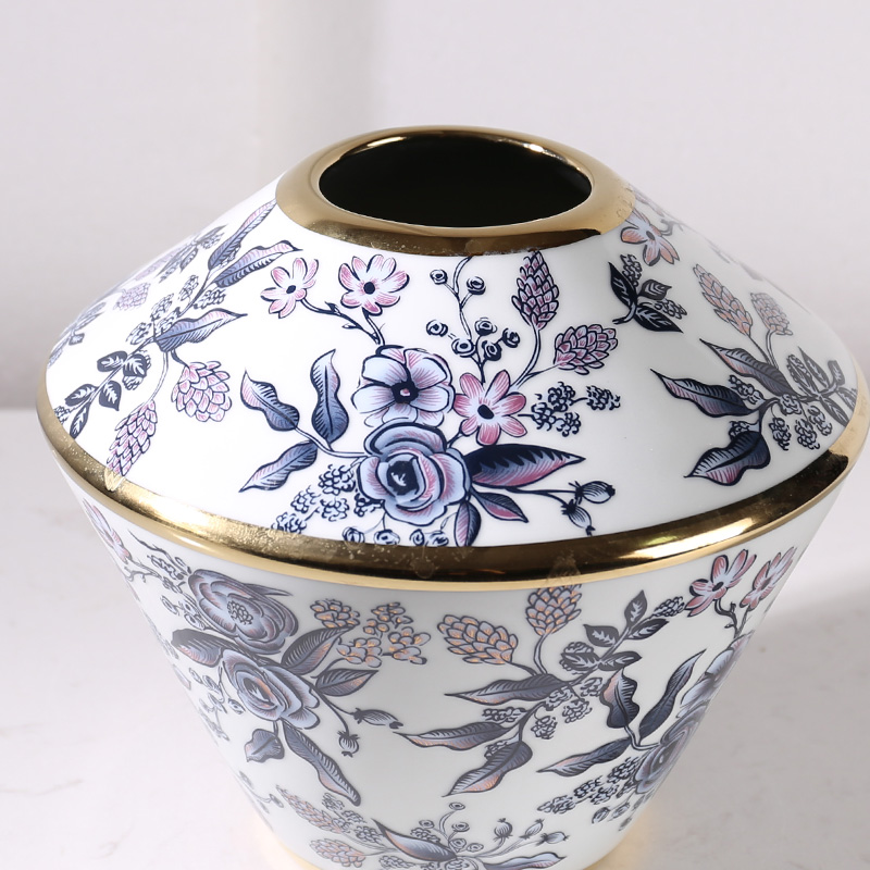 European Entry Lux Blue and White Porcelain Ceramic Vase Decoration High-Grade Model Room Hotel Homestay Living Room Dining Table Flower Ware