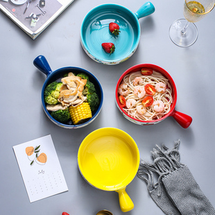 日式网红餐具陶瓷泡面碗焗饭碗家用创意个性早餐碗单个水果沙拉碗