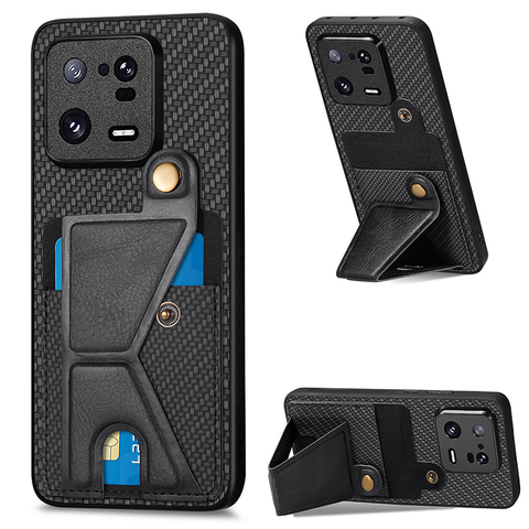 Black — Carbon Fiber Pattern Card Holder Kickstand Function Note 12, Note 12 Pro, Note 12Pro+, 13, 13 Pro, 13 Ultra, 12T, 12T