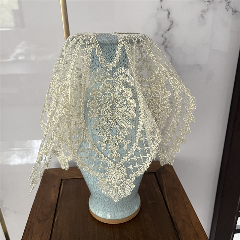 2023 New European Lace Embroidery round Cover Towel Little round Table Tablecloth Table Lamp Dust Cover round Tea Tray Cover Towel