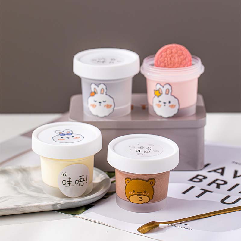 Ice Cream Cup Disposable Pudding Cup Plastic Cup with Lid Custard Packing Box Ice Cream Box