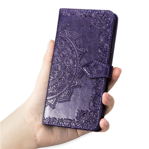 Purple — POCO M4 Pro Wallets Folio Flip Embossed Mandala Flower Magnetic Synthetic Leather Card Holder Folding Stand Phone