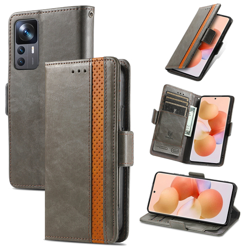 Wallets Folio Flip Two Tone Magnetic Synthetic Leather Card Holder Folding Stand K50, K50 Pro, K50 Ultra, 12T, 12T Pro Phone
