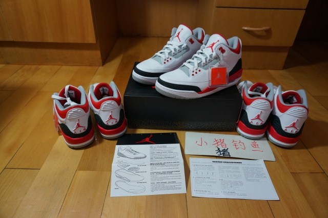 国内公司货 air jordan 3 retro fire red aj3 白黑红