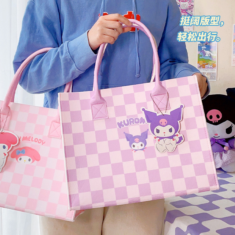 Sanrio Clow M Felt Bag Handbag Large Capacity Melody Cute Lunch Box Bag Cinnamoroll Babycinnamoroll Felt Bag Bag