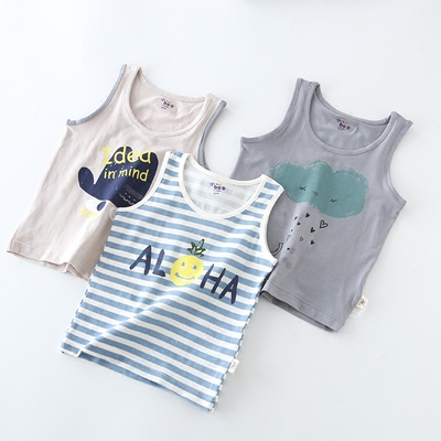 小博士18款儿童纯棉背心三件装纯棉春夏男女孩中大童打底衫吊带薄-淘宝网