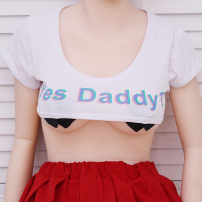 夜店性感欧美低胸上衣情趣女Yes Daddy露胸半乳超短T恤可爱字母-淘宝网 夜店性感欧美低胸上衣情趣女Yes Daddy露胸半乳超短T恤可爱字母-淘宝网