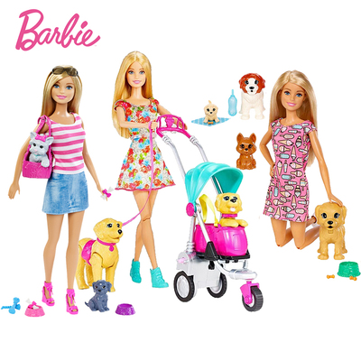 正品barbie doll toy set gift box barbie girl pet