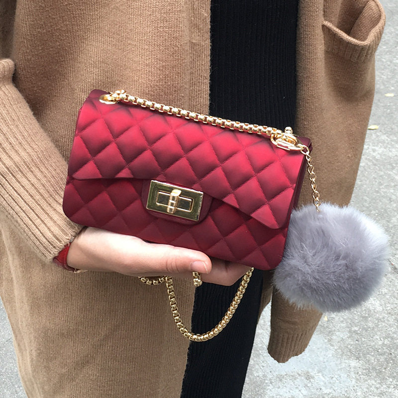 กระเป๋า 19新款韩版潮流款菱格链条包单肩斜挎女包2020新款链条潮款包女包  