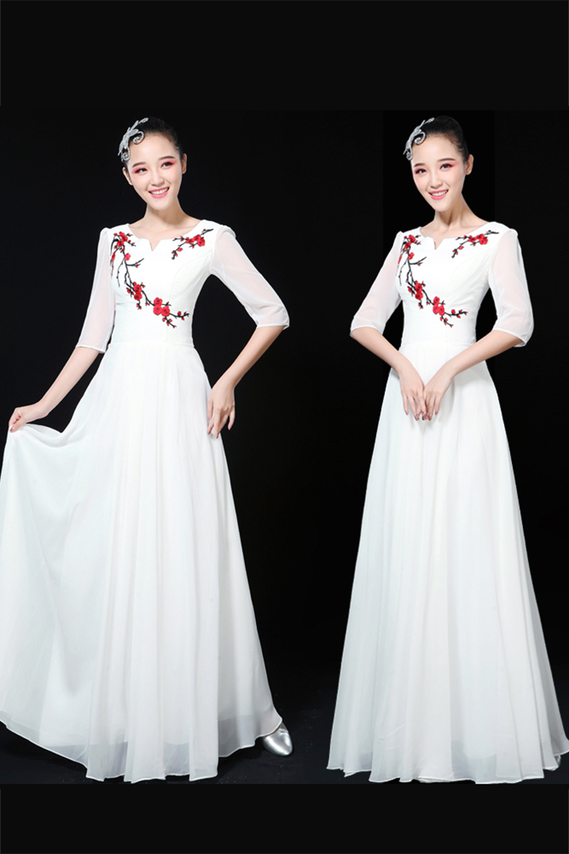 Chorus performance costume female long skirt 2019 new adult elegant classical dance Chinese style choir evening dress