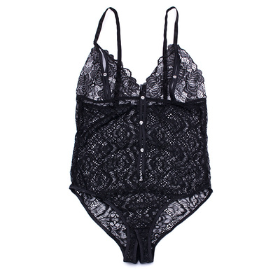 精品女士连体衣无钢圈超薄三角杯蕾丝开档性感透视内衣XSSMLXL-淘宝网
