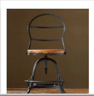 เก้าอี้บาร์หมุน 美式乡村复古 仿锈做旧 工业复古铁艺铁椅 升降吧椅 旋转吧椅特价  