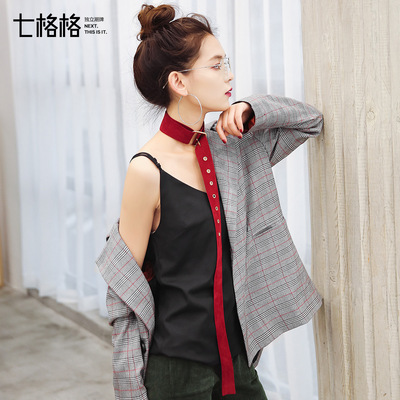 七格格吊带背心女性感黑白色外穿chic2017新款宽松内搭打底上衣潮-淘宝网