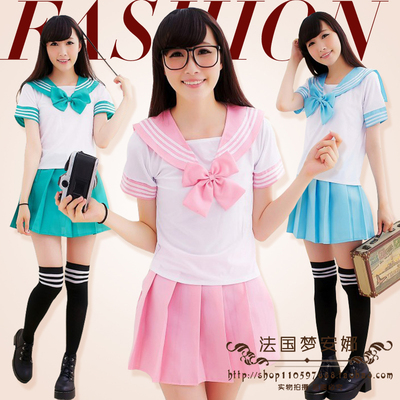 日韩 水手服 套装学院派动漫cosplay 校服女学生制服 百褶短裙子-淘宝网