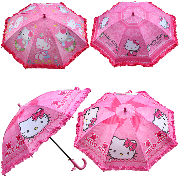 hello kitty貓韓國卡通小學生直柄傘兒童雨傘女童長柄太陽傘