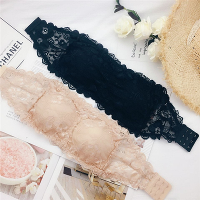 秋季小清新防走光甜美蕾丝弹力美背裹胸修身打底少女抹胸带胸垫-淘宝网