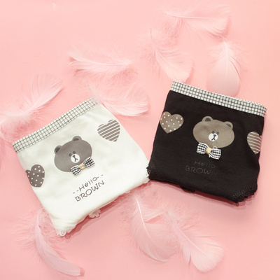 胖次狂魔棉质中低腰可爱小熊内裤头简约全棉内裤糖果色女内裤-淘宝网