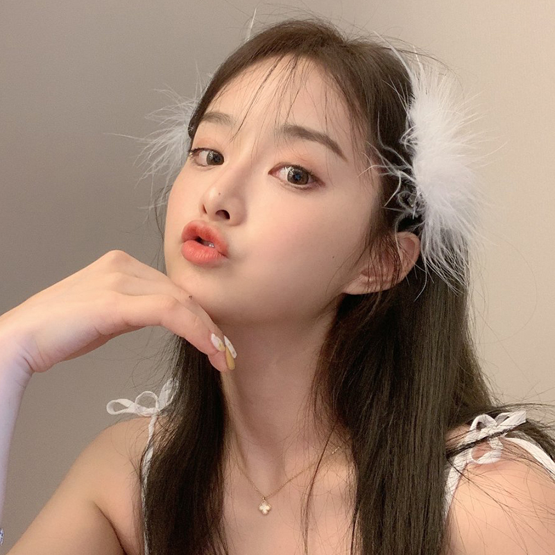 Super Fairy Feather Hairpin Korean White Headdress Net Red With Side Clips Hairpin Sen Fairy Hanfu Accessories