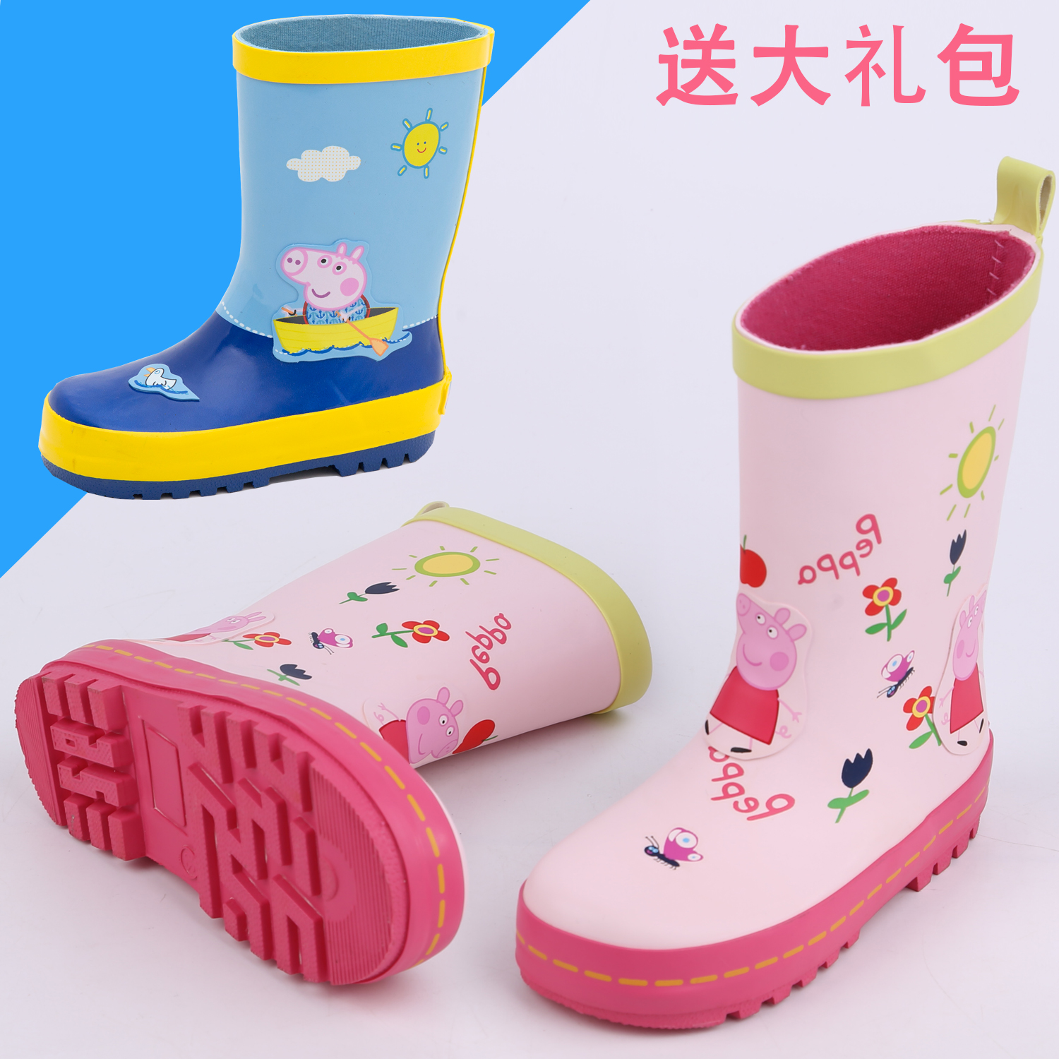 春夏秋鼕外貿兒童女童可愛卡通防水橡膠鞋保暖內膽水鞋雨鞋雨靴