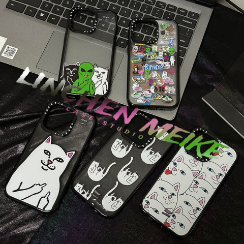 Cat Middle Finger Casetify RIPNDIP Painted Art Illustration 15, 14, 13, 12, 11 iPhone Case